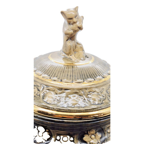 Vintage German Rumtopf Tureen & Lid Gnome & Dragon Handles Motif Large 15" Tall - Picture 7 of 14